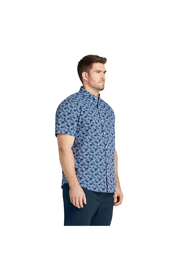 Lands039 End Casual Shirts Men Big And Tall Short Sleeve Button Down Chambray Traditional Fit Shirt Blue Chambray Mini Palms Lands039 End Casual Shirts Men Big And Tall Short Sleeve Button Down Chambray Traditional Fit Shirt Blue Chambray Mini Palms