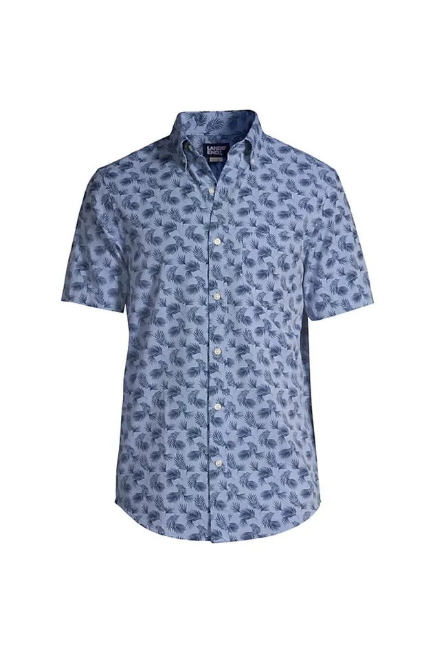 Lands039 End Casual Shirts Men Big And Tall Short Sleeve Button Down Chambray Traditional Fit Shirt Blue Chambray Mini Palms Lands039 End Casual Shirts Men Big And Tall Short Sleeve Button Down Chambray Traditional Fit Shirt Blue Chambray Mini Palms