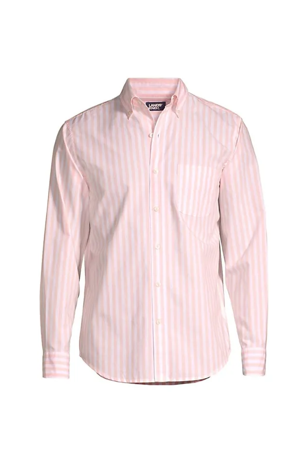 Lands039 End Casual Shirts Men Big And Tall Traditional Fit Essential Lightweight Poplin Shirt Crisp Peach Stripe Lands039 End Casual Shirts Men Big And Tall Traditional Fit Essential Lightweight Poplin Shirt Crisp Peach Stripe