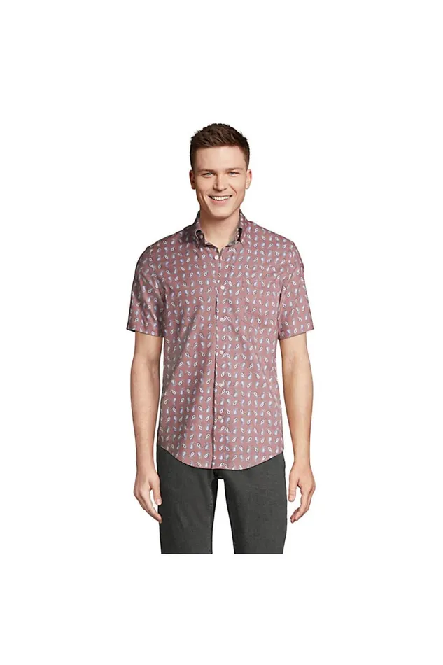 Lands039 End Casual Shirts Men Short Sleeve Traditional Fit No Iron Sportshirt Mauve Quartz Geo Paisley Lands039 End Casual Shirts Men Short Sleeve Traditional Fit No Iron Sportshirt Mauve Quartz Geo Paisley