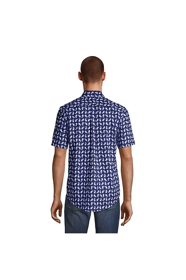 Lands039 End Casual Shirts Men Short Sleeve Traditional Fit No Iron Sportshirt Mauve Quartz Geo Paisley Lands039 End Casual Shirts Men Short Sleeve Traditional Fit No Iron Sportshirt Mauve Quartz Geo Paisley