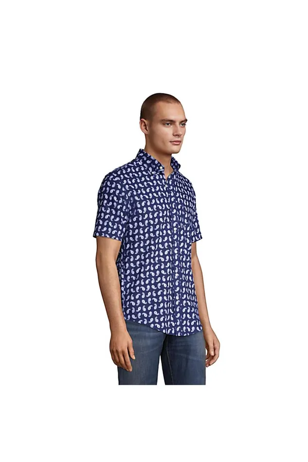 Lands039 End Casual Shirts Men Short Sleeve Traditional Fit No Iron Sportshirt Mauve Quartz Geo Paisley Lands039 End Casual Shirts Men Short Sleeve Traditional Fit No Iron Sportshirt Mauve Quartz Geo Paisley