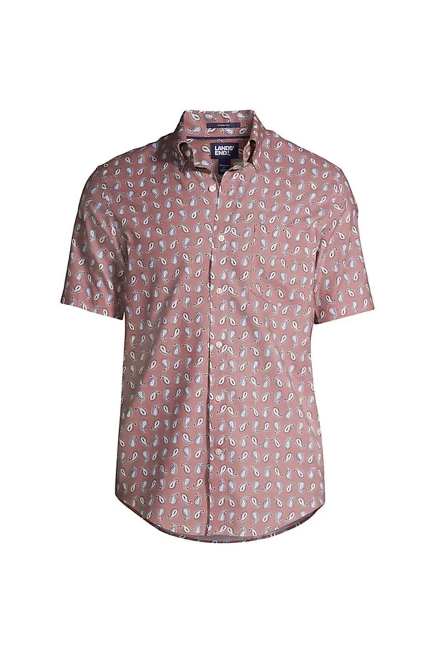 Lands039 End Casual Shirts Men Short Sleeve Traditional Fit No Iron Sportshirt Mauve Quartz Geo Paisley Lands039 End Casual Shirts Men Short Sleeve Traditional Fit No Iron Sportshirt Mauve Quartz Geo Paisley