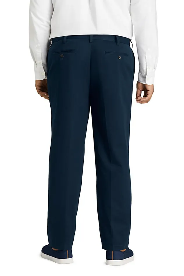 Lands039 End Chinos and Casual Pants Men Big And Tall Comfort Waist Pleated No Iron Chino Pants Radiant Navy