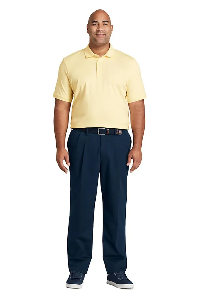 Lands039 End Chinos and Casual Pants Men Big And Tall Comfort Waist Pleated No Iron Chino Pants Radiant Navy