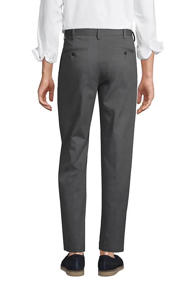 Lands039 End Chinos and Casual Pants Men Traditional Fit Pleated No Iron Chino Pants Radiant Navy