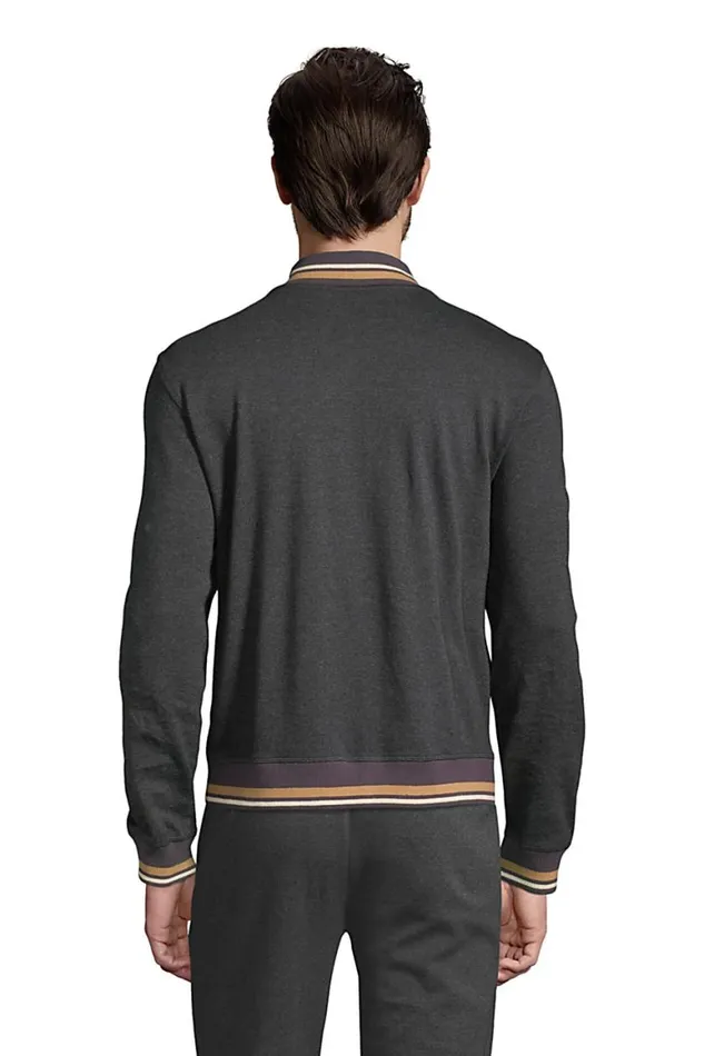 Lands039 End Coats and Jackets Men Sport Knit Bomber Jacket Charcoal Heather Lands039 End Coats and Jackets Men Sport Knit Bomber Jacket Charcoal Heather