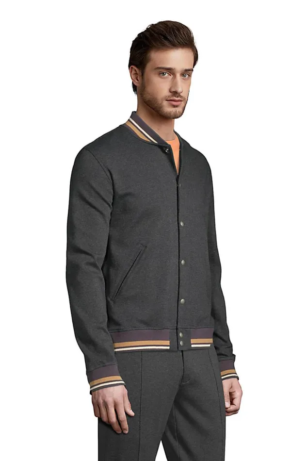 Lands039 End Coats and Jackets Men Sport Knit Bomber Jacket Charcoal Heather Lands039 End Coats and Jackets Men Sport Knit Bomber Jacket Charcoal Heather