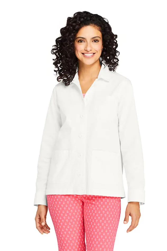 Lands039 End Coats and Jackets Women Canvas Shirt Jacket Eucalyptus
