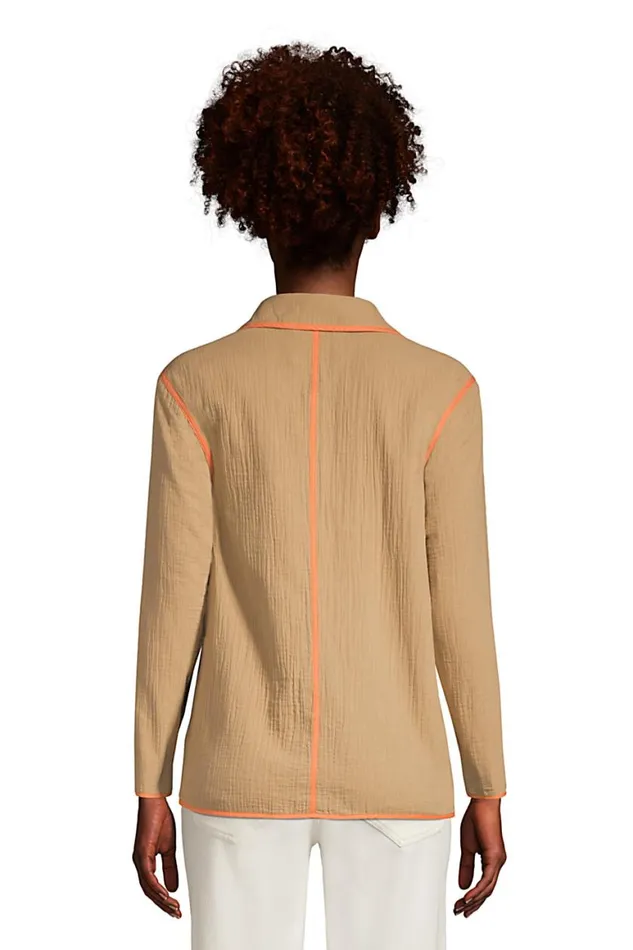 Lands039 End Coats and Jackets Women Gauze Textured Cotton Jacket Rich Camel Lands039 End Coats and Jackets Women Gauze Textured Cotton Jacket Rich Camel