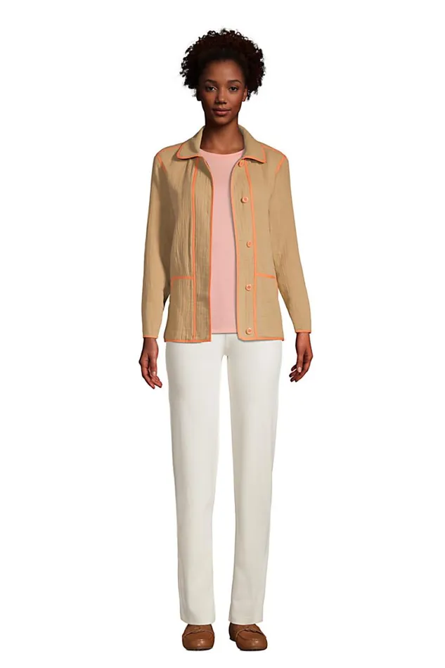 Lands039 End Coats and Jackets Women Gauze Textured Cotton Jacket Rich Camel Lands039 End Coats and Jackets Women Gauze Textured Cotton Jacket Rich Camel