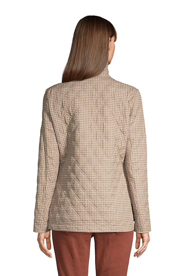Lands039 End Coats and Jackets Women Insulated Packable Quilted Barn Jacket Print Light Pecan Houndstooth Lands039 End Coats and Jackets Women Insulated Packable Quilted Barn Jacket Print Light Pecan Houndstooth