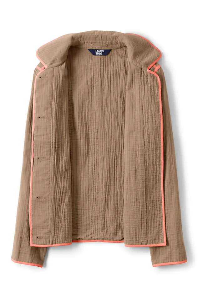 Lands039 End Coats and Jackets Women Plus Size Gauze Textured Cotton Jacket Rich Camel Lands039 End Coats and Jackets Women Plus Size Gauze Textured Cotton Jacket Rich Camel