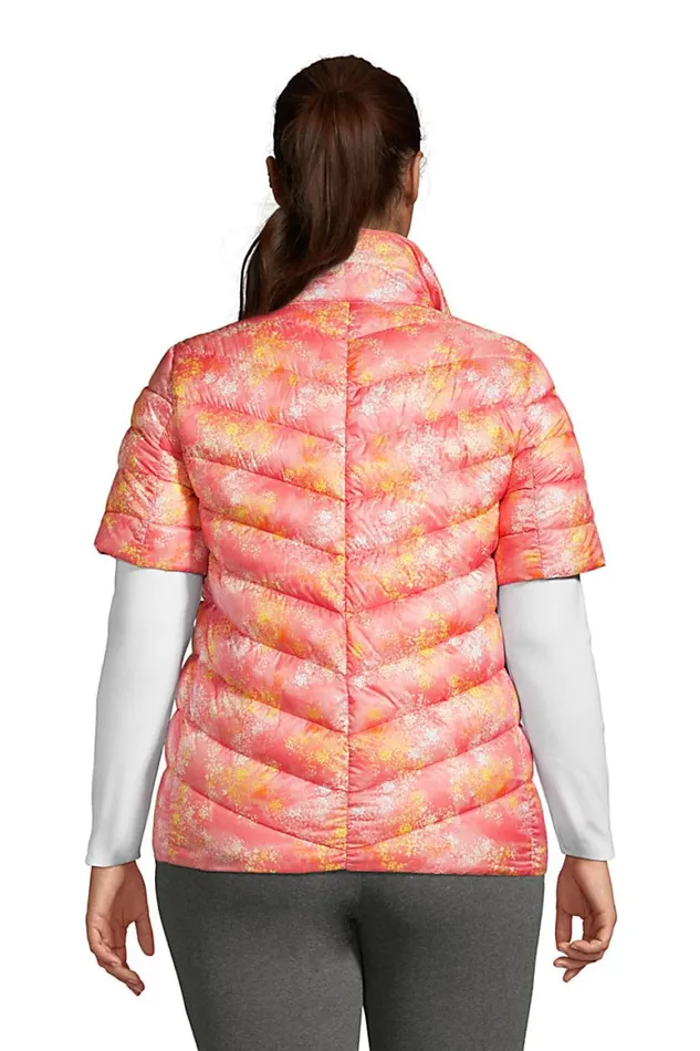 Lands039 End Coats and Jackets Women Plus Size Ultra Lightweight Down Packable Short Sleeve Jacket Soft Mojave Tie Dye Floral Lands039 End Coats and Jackets Women Plus Size Ultra Lightweight Down Packable Short Sleeve Jacket Soft Mojave Tie Dye Floral