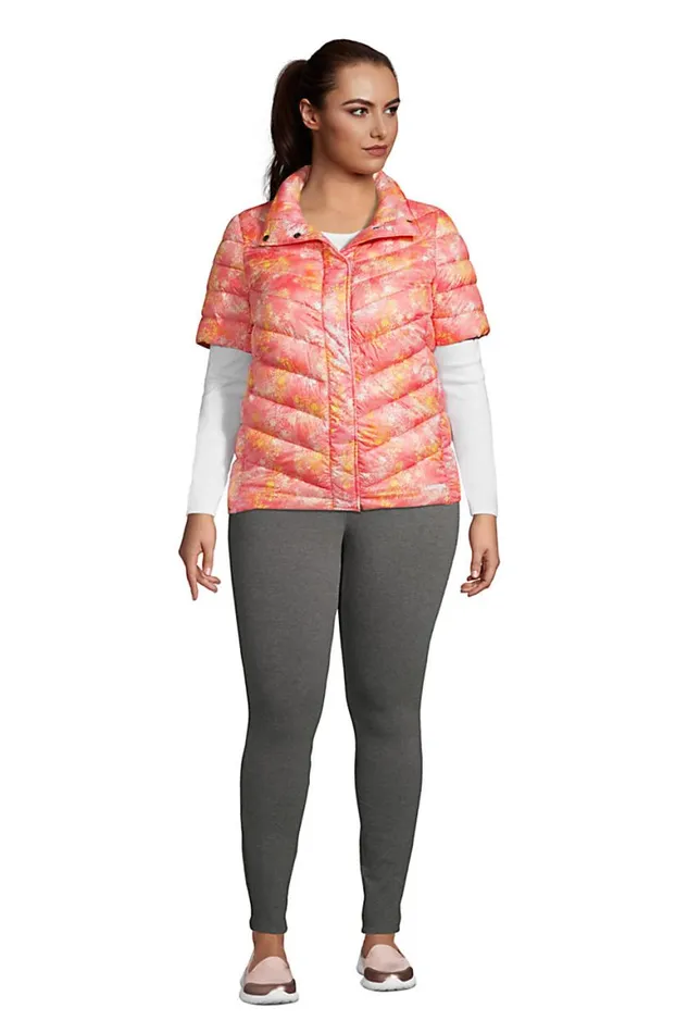 Lands039 End Coats and Jackets Women Plus Size Ultra Lightweight Down Packable Short Sleeve Jacket Soft Mojave Tie Dye Floral Lands039 End Coats and Jackets Women Plus Size Ultra Lightweight Down Packable Short Sleeve Jacket Soft Mojave Tie Dye Floral