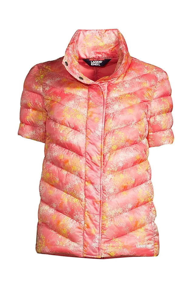 Lands039 End Coats and Jackets Women Plus Size Ultra Lightweight Down Packable Short Sleeve Jacket Soft Mojave Tie Dye Floral Lands039 End Coats and Jackets Women Plus Size Ultra Lightweight Down Packable Short Sleeve Jacket Soft Mojave Tie Dye Floral