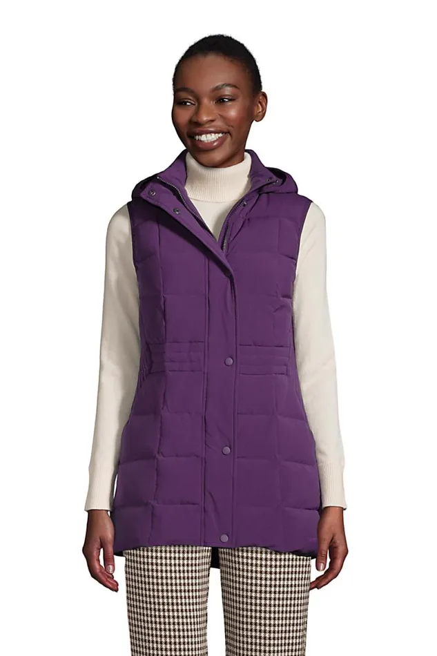 Lands039 End Coats and Jackets Women Quilted Stretch Down Vest Blackberry