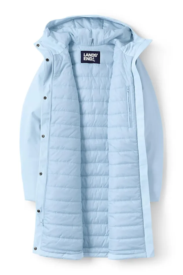 Lands039 End Coats and Jackets Women Waterproof Primaloft Insulated Raincoat Soft Blue Haze
