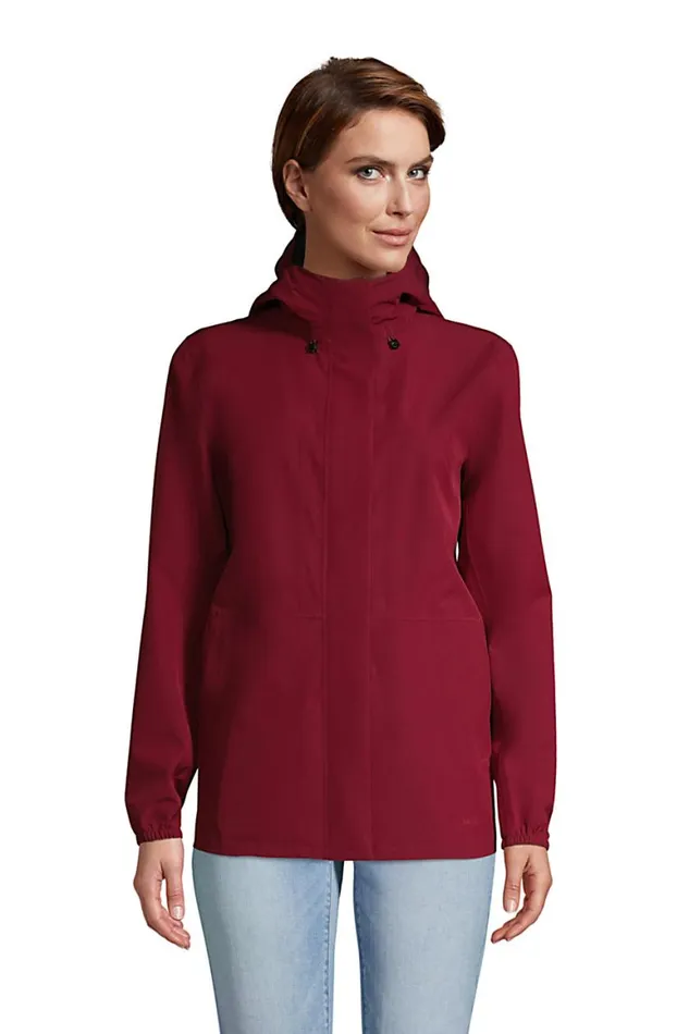 Lands039 End Coats and Jackets Women Waterproof Rain Jacket Rich Burgundy