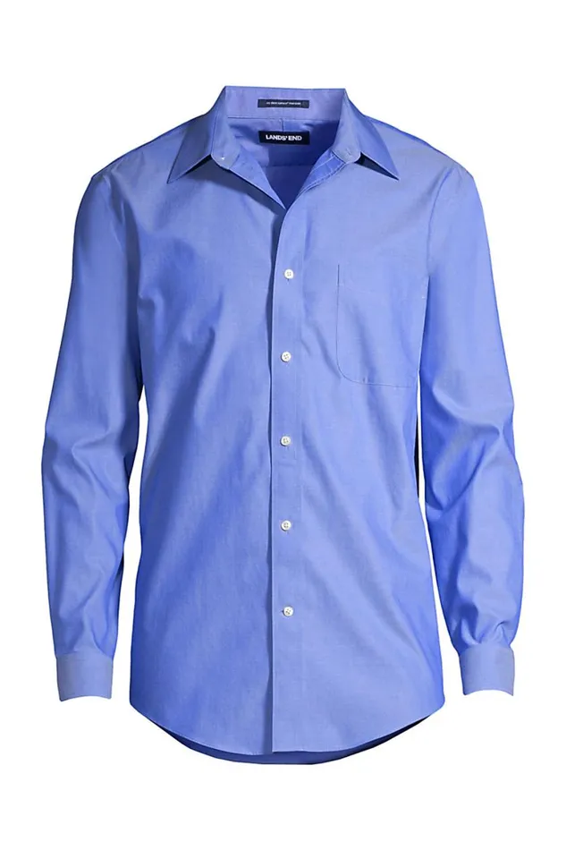 Lands039 End Dress Shirts Men Big And Tall Traditional Fit Solid No Iron Supima Pinpoint Straight Collar Dress Shirt Light French Blue