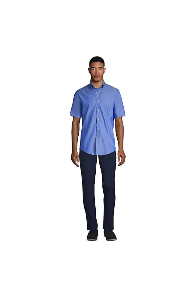 Lands039 End Dress Shirts Men Short Sleeve No Iron Pinpoint Dress Shirt Blue Lands039 End Dress Shirts Men Short Sleeve No Iron Pinpoint Dress Shirt Blue