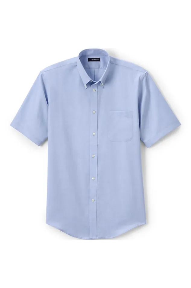 Lands039 End Dress Shirts Men Short Sleeve No Iron Pinpoint Dress Shirt Blue Lands039 End Dress Shirts Men Short Sleeve No Iron Pinpoint Dress Shirt Blue
