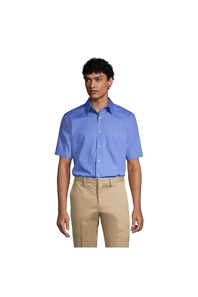 Lands039 End Dress Shirts Men Short Sleeve Straight Collar Broadcloth Shirt True Blue Lands039 End Dress Shirts Men Short Sleeve Straight Collar Broadcloth Shirt True Blue