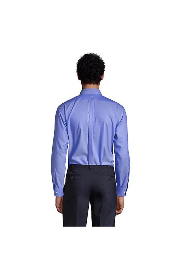 Lands039 End Dress Shirts Men Traditional Fit Solid No Iron Supima Pinpoint Buttondown Collar Dress Shirt Light French Blue