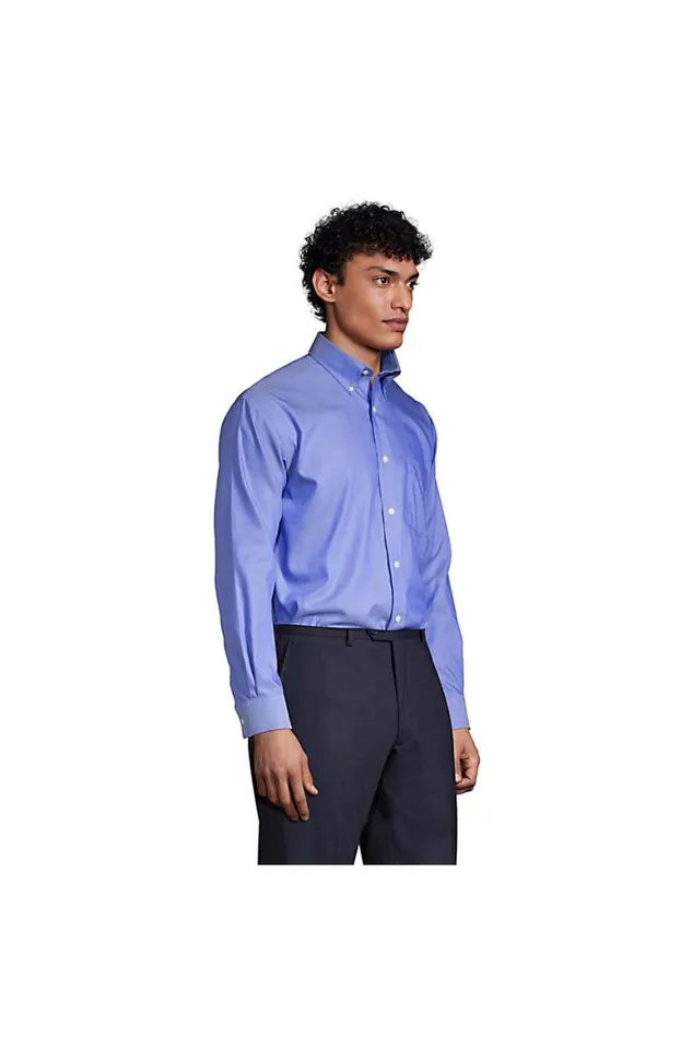 Lands039 End Dress Shirts Men Traditional Fit Solid No Iron Supima Pinpoint Buttondown Collar Dress Shirt Light French Blue