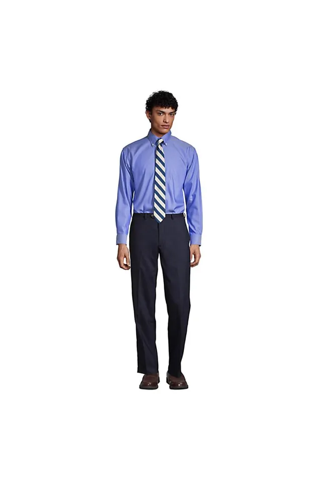 Lands039 End Dress Shirts Men Traditional Fit Solid No Iron Supima Pinpoint Buttondown Collar Dress Shirt Light French Blue