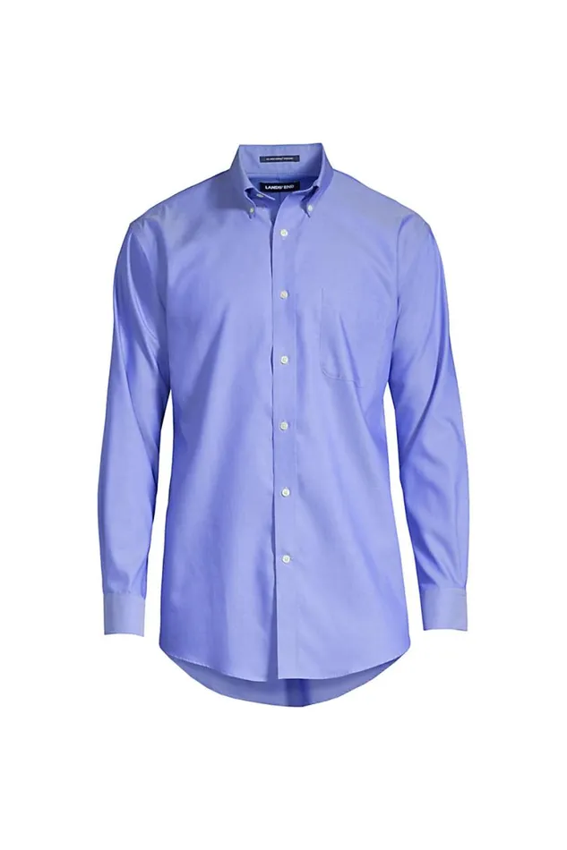 Lands039 End Dress Shirts Men Traditional Fit Solid No Iron Supima Pinpoint Buttondown Collar Dress Shirt Light French Blue