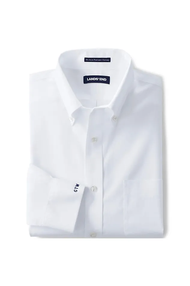 Lands039 End Dress Shirts Men Traditional Fit Solid No Iron Supima Pinpoint Buttondown Collar Dress Shirt Light French Blue