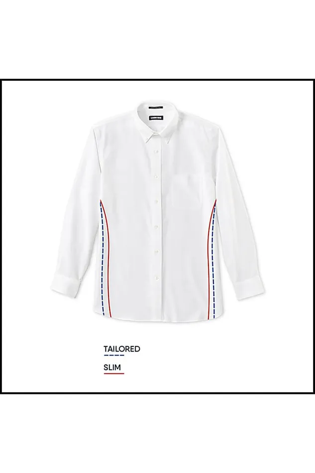Lands039 End Dress Shirts Men Traditional Fit Solid No Iron Supima Pinpoint Buttondown Collar Dress Shirt Light French Blue