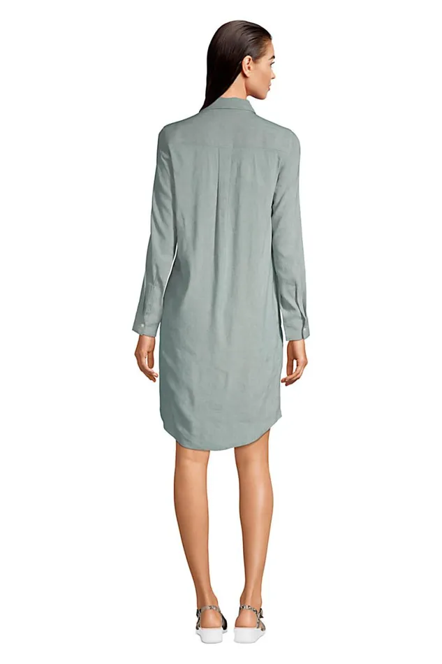 Lands039 End Dresses Women Long Sleeve Linen Blend Button Down Shirt Dress Mist Eucalyptus Lands039 End Dresses Women Long Sleeve Linen Blend Button Down Shirt Dress Mist Eucalyptus