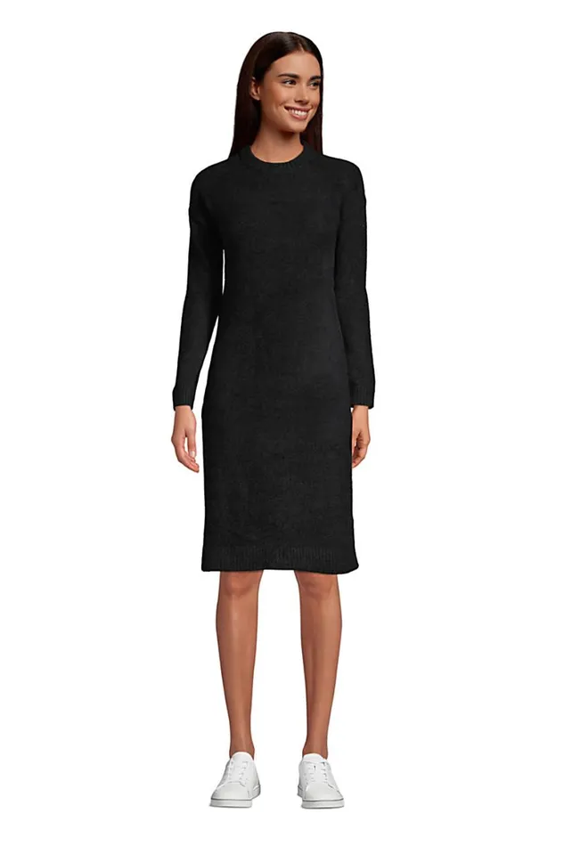 Lands039 End Dresses Women Lounge Crew Neck Dress Slounge Black