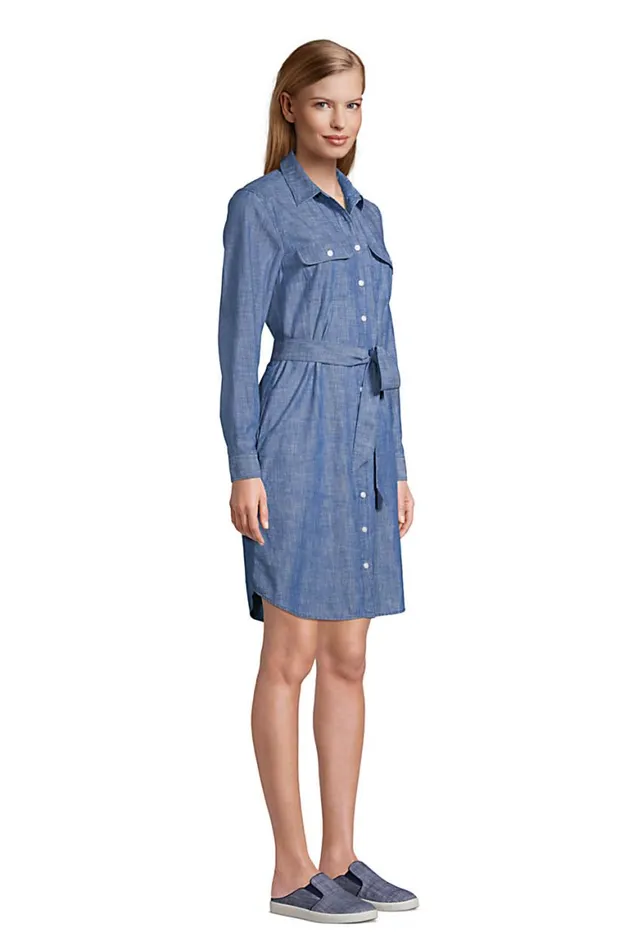 Lands039 End Dresses Women Petite Chambray Button Front Shirt Dress Soft Chambray Lands039 End Dresses Women Petite Chambray Button Front Shirt Dress Soft Chambray