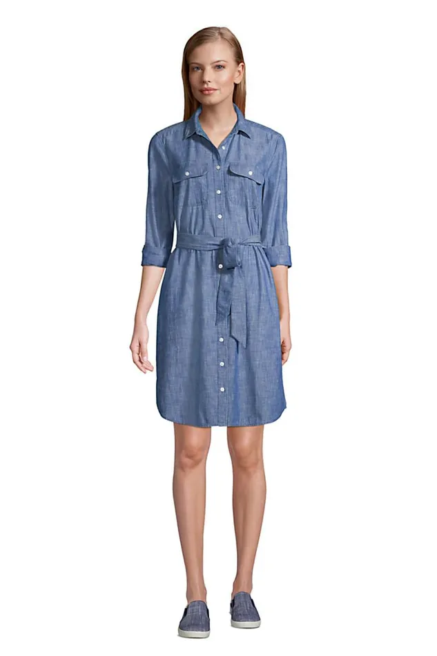 Lands039 End Dresses Women Petite Chambray Button Front Shirt Dress Soft Chambray Lands039 End Dresses Women Petite Chambray Button Front Shirt Dress Soft Chambray