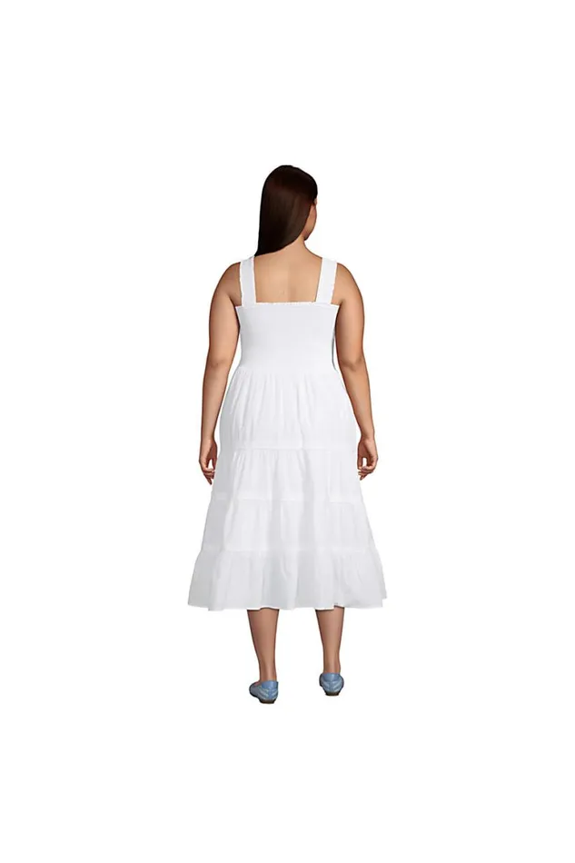 Lands039 End Dresses Women Plus Size Sleeveless Cotton Poplin Smocked Dress Medium Indigo Chambray Lands039 End Dresses Women Plus Size Sleeveless Cotton Poplin Smocked Dress Medium Indigo Chambray
