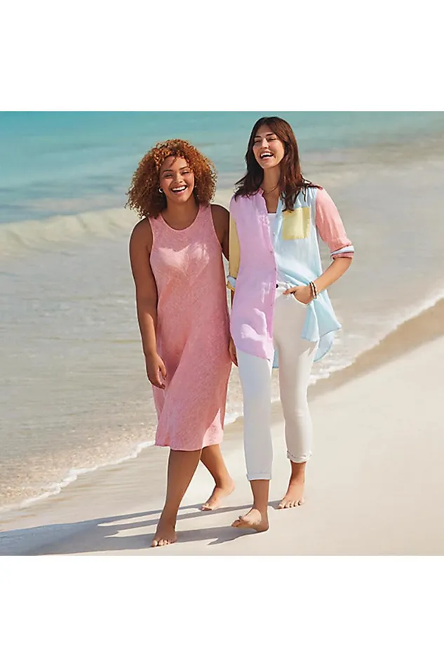 Lands039 End Dresses Women Plus Size Sleeveless Linen Swing Dress White Tropic Palm Lands039 End Dresses Women Plus Size Sleeveless Linen Swing Dress White Tropic Palm