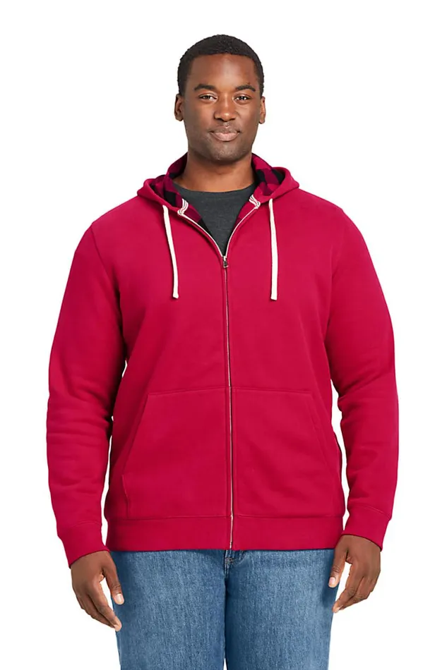 Lands039 End Fleece Men Big Serious Sweats Flannel Lined Full Zip Hoodie Rich Red Flannel Lands039 End Fleece Men Big Serious Sweats Flannel Lined Full Zip Hoodie Rich Red Flannel