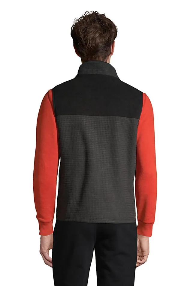 Lands039 End Fleece Men Grid Fleece Vest Dark Charcoal Lands039 End Fleece Men Grid Fleece Vest Dark Charcoal