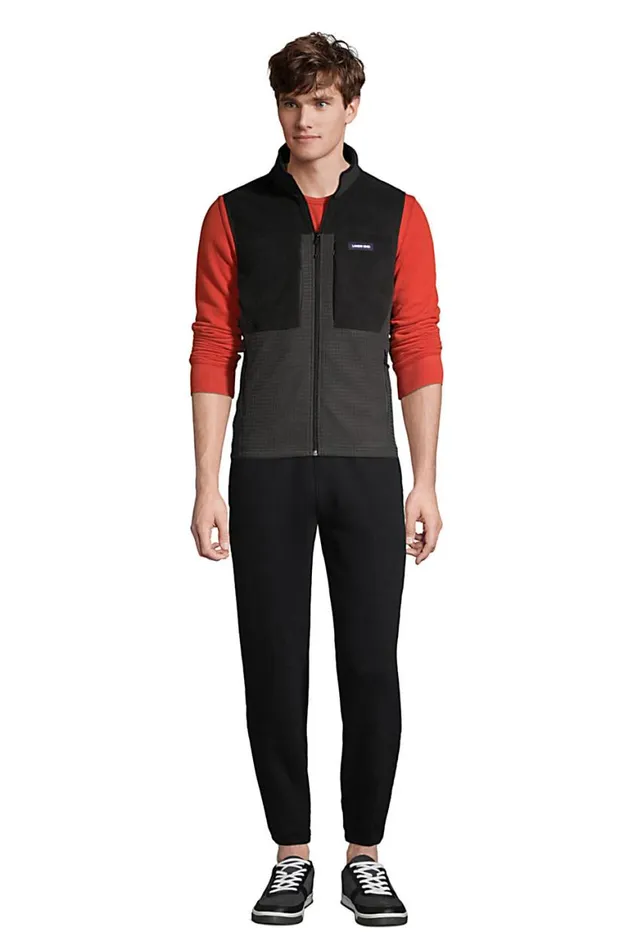 Lands039 End Fleece Men Grid Fleece Vest Dark Charcoal Lands039 End Fleece Men Grid Fleece Vest Dark Charcoal