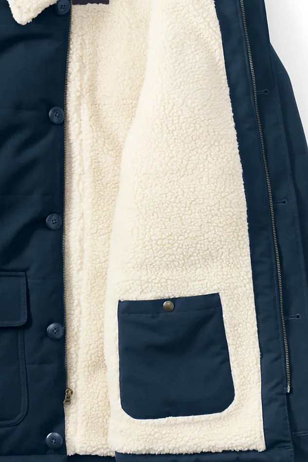 Lands039 End Fleece Men Sherpa Fleece Lined Barn Coat Radiant Navy Lands039 End Fleece Men Sherpa Fleece Lined Barn Coat Radiant Navy