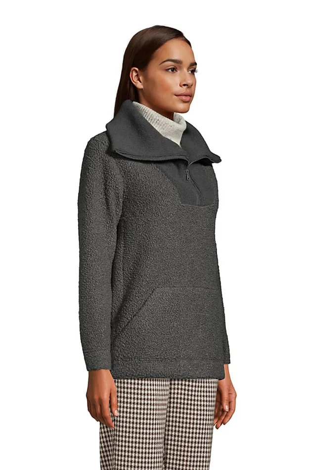 Lands039 End Fleece Women Cozy Boucle Fleece Pullover Charcoal Lands039 End Fleece Women Cozy Boucle Fleece Pullover Charcoal