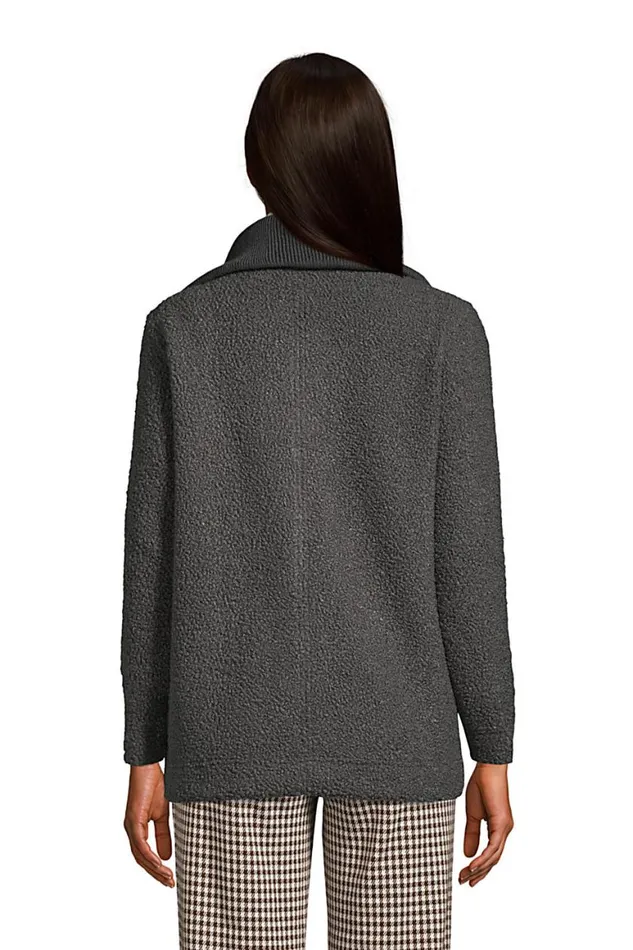 Lands039 End Fleece Women Cozy Boucle Fleece Pullover Charcoal Lands039 End Fleece Women Cozy Boucle Fleece Pullover Charcoal