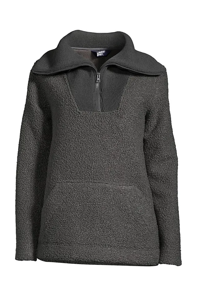 Lands039 End Fleece Women Cozy Boucle Fleece Pullover Charcoal Lands039 End Fleece Women Cozy Boucle Fleece Pullover Charcoal