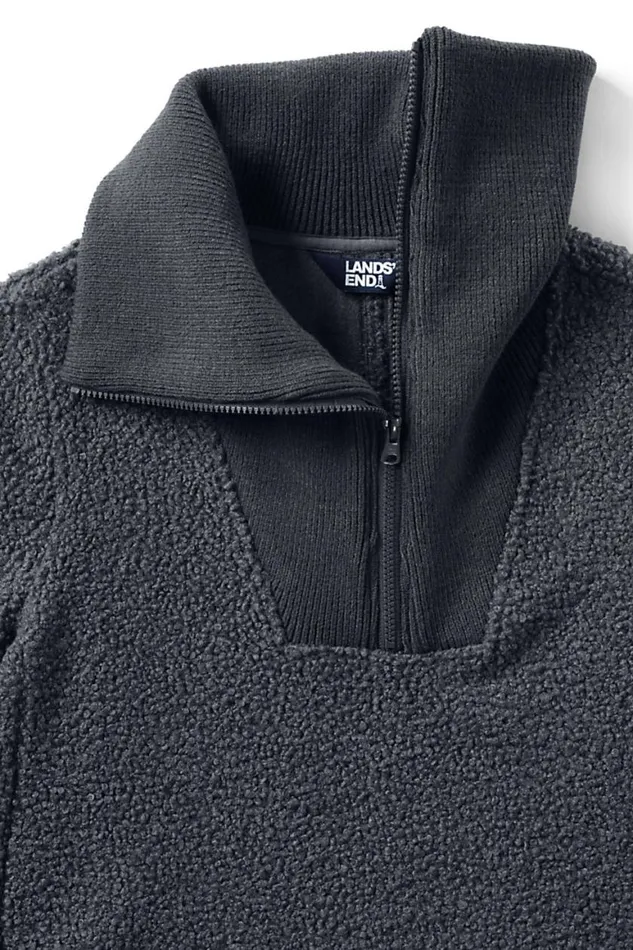 Lands039 End Fleece Women Cozy Boucle Fleece Pullover Charcoal Lands039 End Fleece Women Cozy Boucle Fleece Pullover Charcoal