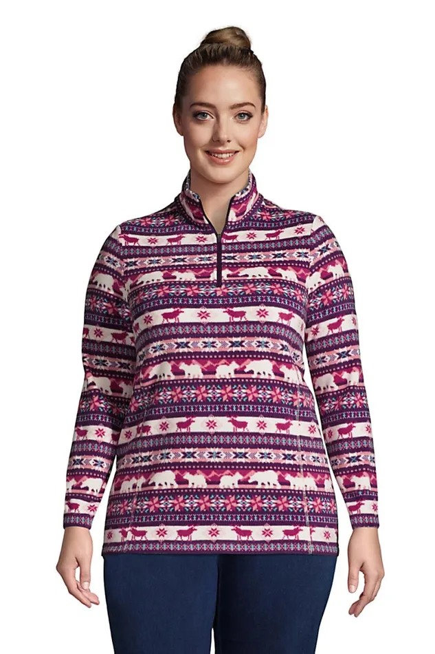 Lands039 End Fleece Women Plus Size Print Quarter Zip Fleece Pullover Top Outdoor Fairisle Lands039 End Fleece Women Plus Size Print Quarter Zip Fleece Pullover Top Outdoor Fairisle