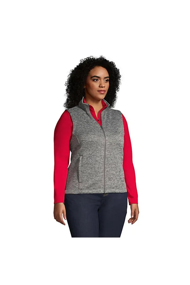 Lands039 End Fleece Women Plus Size Sweater Fleece Vest Arctic Gray Heather Lands039 End Fleece Women Plus Size Sweater Fleece Vest Arctic Gray Heather