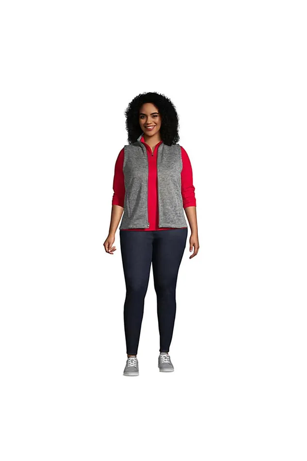 Lands039 End Fleece Women Plus Size Sweater Fleece Vest Arctic Gray Heather Lands039 End Fleece Women Plus Size Sweater Fleece Vest Arctic Gray Heather